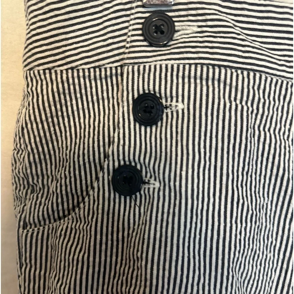 Sandro Nautical Shorts Women's 12 Navy & White Striped Seersucker 4.5